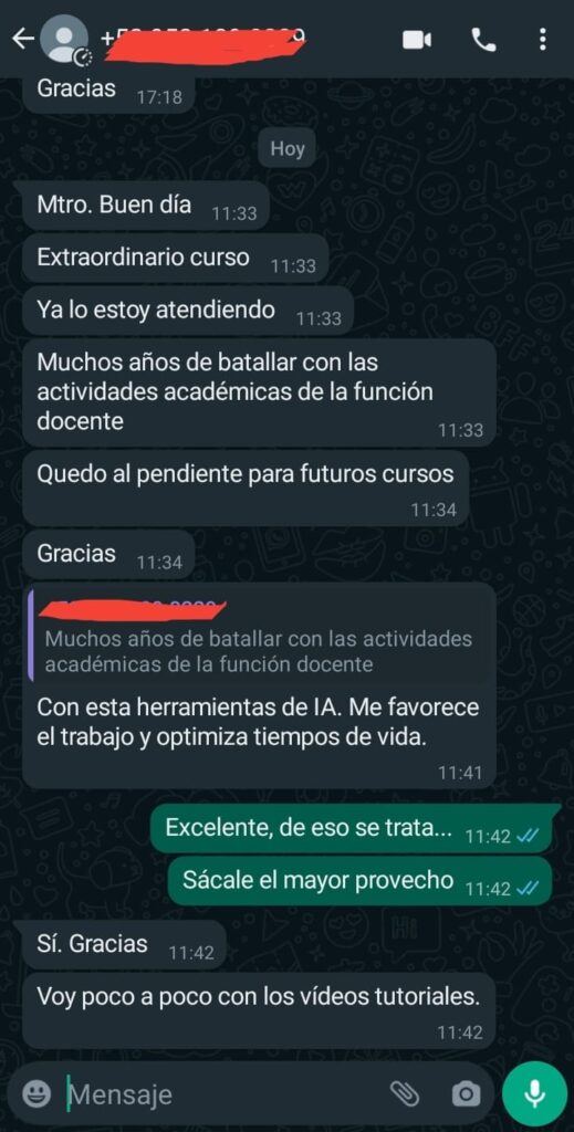 Testimonio WhatsApp 1